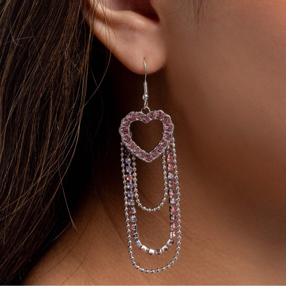 NWT Amethyst/Rose/Violet Heart Drop Earrings(Last One)
